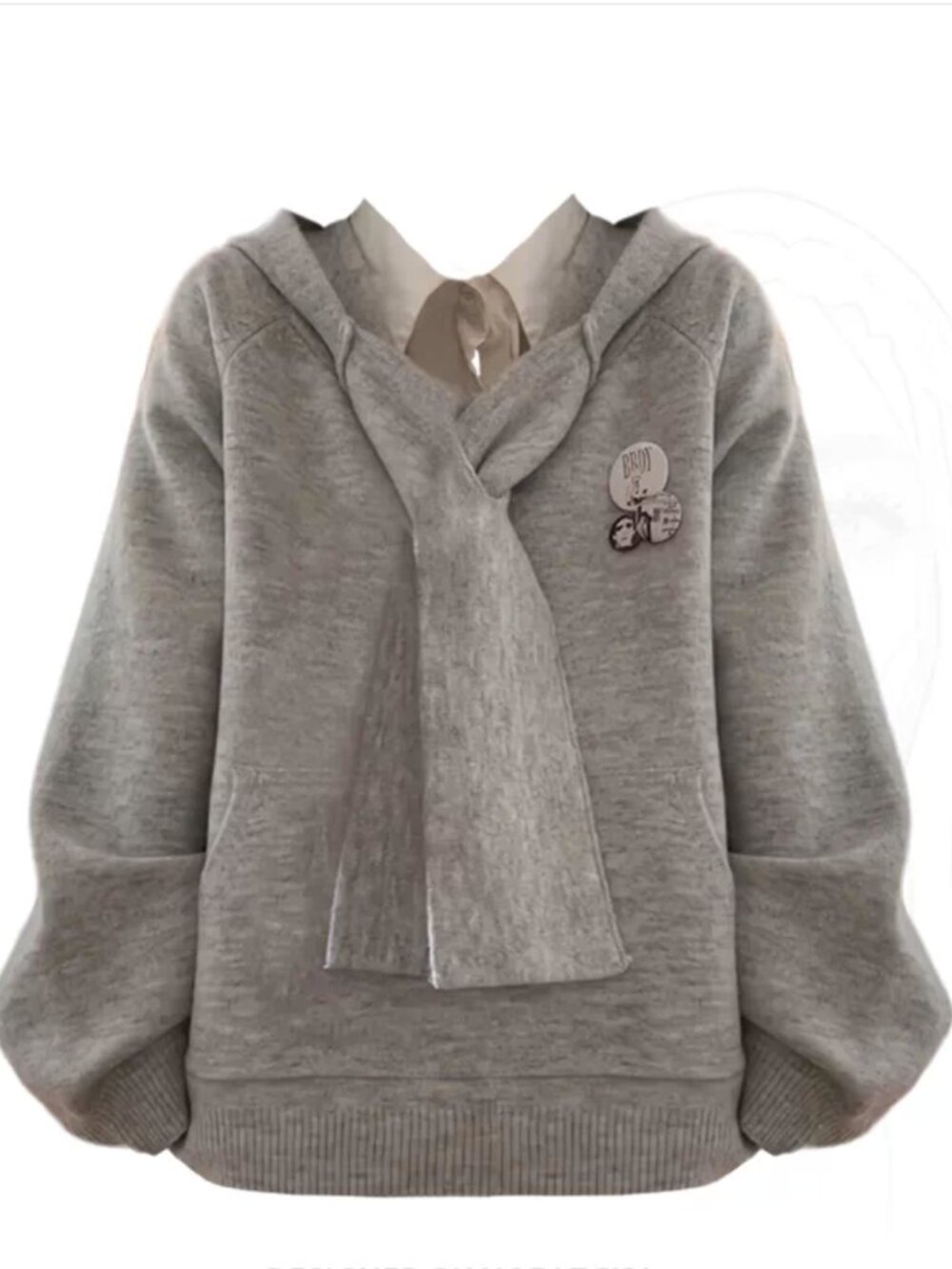 Plus Size Gray Hooded Knit Sweater – Oversized Cozy Pullover